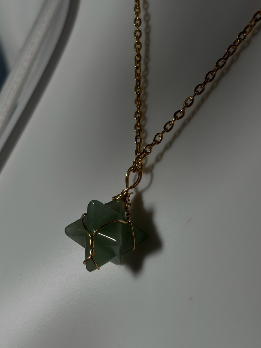 Green Aventurine Geometric Wrapped Ball Pendant Necklace